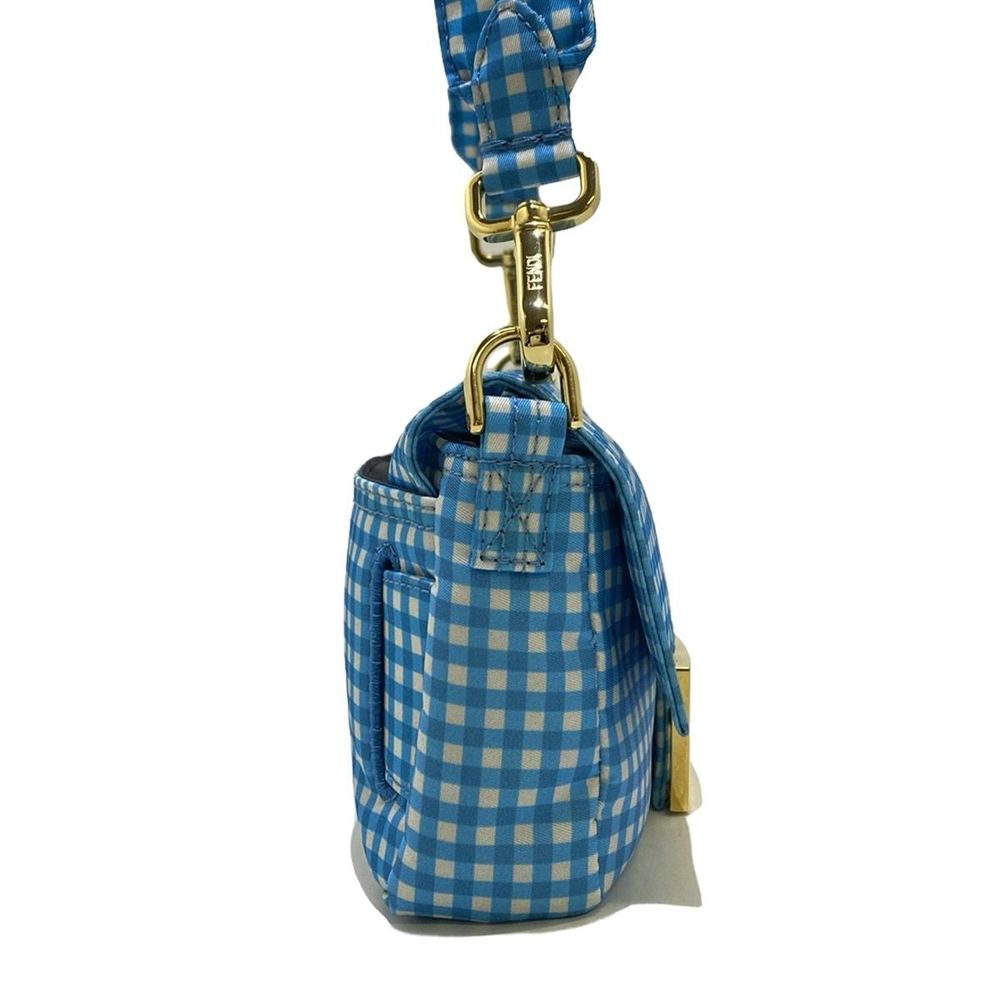 Fendi Shoulder Bag 2way Checked Pattern Nylon Blu… - image 2